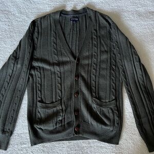 Vintage Army Green St Johns Bay Knit Cardigan